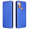 For HTC Desire 20 Plus Carbon Fiber Texture Magnetic Horizontal Flip TPU + PC + PU Leather Case with Card Slot(Blue)