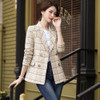 Lattice Texture Fashion Casual Suit (Color:Apricot Size:L)