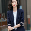 Business Wear Fashion Casual Suit Work Clothes Suit Jacket (Color:Navy Blue Size:S)