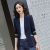 Business Wear Fashion Casual Suit Work Clothes Suit Jacket (Color:Navy Blue Size:S)