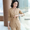 Business Wear Fashion Casual Suit Work Clothes Suit, Style: Coat + Pants + Shirt (Color:Apricot Size:XL)