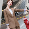 Business Wear Fashion Casual Suit Work Clothes Suit, Style: Coat + Pants (Color:Coffee Size:S)