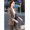 Business Wear Fashion Casual Suit Work Clothes Suit, Style: Coat + Pants (Color:Coffee Size:S)