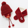 Children Hat And Scarf Set Winter Plus Velvet Earmuffs Cartoon Warm Baby  Hat, Size: Cap Circumference 44-50CM(Red)