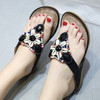 Ladies Summer Bohemian Sandals Seaside Retro Beaded Shell Slippers, Size: 38(Black)