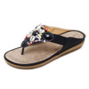 Ladies Summer Bohemian Sandals Seaside Retro Beaded Shell Slippers, Size: 39(Black)