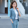 Simple Fashion Suit + Slim Trousers Two-piece Suit (Color:Blue Size:XXL)