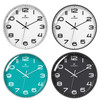 MOVEBEST 12 Inch Living Room Wall Clock Home Plastic Watch, Style: G2001 Black Surface Black Frame