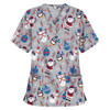 Christmas Print Short-sleeved Pocket T-shirt Nurse Uniform (Color:8 Size:XXXL)