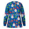 Christmas Long-sleeved Stand-up Collar Single-breasted Printed Protective Work Clothes (Color:Blue Snowman Size:XL)
