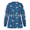 Christmas Long-sleeved Stand-up Collar Single-breasted Printed Protective Work Clothes (Color:Dark Blue Size:L)