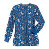 Christmas Long-sleeved Stand-up Collar Single-breasted Printed Protective Work Clothes (Color:Dark Blue Size:L)