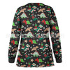 Christmas Long-sleeved Stand-up Collar Single-breasted Printed Protective Work Clothes (Color:Black Dinosaur Size:M)