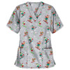 Christmas Print Short-sleeved Pocket T-shirt Nurse Uniform (Color:5 Size:L)