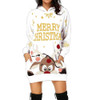 Women Christmas Elk Print Long Sleeve Sweatshirt Dress (Color:White Size:S)