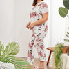 Casual Printed Pajamas And Home Service Suits (Color:Purple Size:XXXXL)