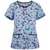 Printed Round Neck Slim-fit Nurse Uniform T-shirt (Color:Light Blue Size:L)