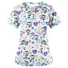 Loose Printed Hedging Thin T-shirt Nurse Uniform (Color:White Size:XXL)