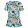 Loose Printed Hedging Thin T-shirt Nurse Uniform (Color:Blue Size:M)