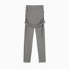 Women Wrapped Hip Side Pleated Skirt Fake Two-piece Leggings (Color:Grey Size:XXL)