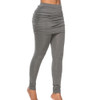 Women Wrapped Hip Side Pleated Skirt Fake Two-piece Leggings (Color:Grey Size:L)