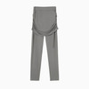 Women Wrapped Hip Side Pleated Skirt Fake Two-piece Leggings (Color:Grey Size:M)