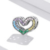 S925 Sterling Silver Rainbow Heart Beads DIY Bracelet Necklace Accessories