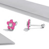 S925 Sterling Silver Fluorescence Pink Flower Women Earrings