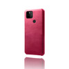 For Google Pixel 5a Calf Texture PC + PU Phone Case(Rose Red)