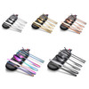 7 in 1 Cutlery Spoon Chopsticks And Straw Set Stainless Steel Portable Cutlery Set, Specification: Black + Deep Bag