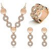 Fashion Crystal Women Circle Rhinestone Necklace Earrings Ring Set(Gold)