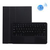 A11B-A Lambskin Texture Square Keycap Bluetooth Keyboard Leather Case with Touch Control For iPad Air 4 2020 10.9 / Pro 11 inch 2021 & 2020 & 2018(Black)