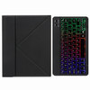 H-102S3 Tri-color Backlight Bluetooth Keyboard Leather Case with Rear Three-fold Holder For iPad 10.2 2020 & 2019 / Pro 10.5 inch(Black)