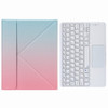 H-097C Touch Bluetooth Keyboard Leather Case with Rear Three-fold Holder For iPad 9.7 2018 & 2017(Pink Blue)