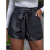 Thin Sexy Casual PU Leather Shorts (Color:Black Size:XL)