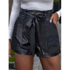 Thin Sexy Casual PU Leather Shorts (Color:Black Size:L)