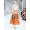 Autumn Beaded Small Sweater + French Style Retro Tiered Skirt Suit (Color:Apricot+Orange Size:S)