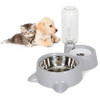 Pet Supplies Automatic Waterer Cat and Dog Food Bowl Double Bowl(Gray)