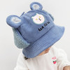Autumn and Winter Thickened Children Ear Protection Fisherman Hat Corduroy Hat with Glowing Bear Pattern, Size: Head Circumference 52cm(Blue )