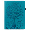 Tree & Deer Pattern Pressed Printing Horizontal Flip PU Leather Case with Holder & Card Slots & Sleep / Wake-up Function For iPad mini 5/4/3/2/1(Blue)