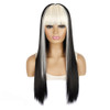 Color Bleaching And Dyeing Double Sideburns With Bangs Long Straight Hip-Hop Wig(Rice White Bleaching Black)