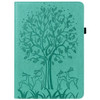 Tree & Deer Pattern Pressed Printing Horizontal Flip PU Leather Case with Holder & Card Slots & Sleep / Wake-up Function For iPad 9.7 2018/2017/Air 2/Air(Green)