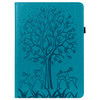 Tree & Deer Pattern Pressed Printing Horizontal Flip PU Leather Case with Holder & Card Slots & Sleep / Wake-up Function For iPad 9.7 2018/2017/Air 2/Air(Blue)