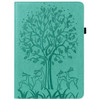 Tree & Deer Pattern Pressed Printing Horizontal Flip PU Leather Case with Holder & Card Slots & Sleep / Wake-up Function For iPad mini 5/4/3/2/1(Green)