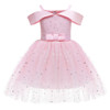 Girls One-shoulder Sequined Tutu Dress (Color:Pink Size:150)