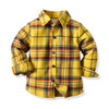 Boys Plaid Long-sleeved Shirt + Suspender Trousers Suit (Color:Brown Size:100)