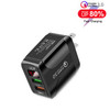 F002C QC3.0 USB + USB 2.0 Fast Charger with LED Digital Display for Mobile Phones and Tablets, US Plug(Black)