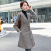 Suit Tie Waistband Waist Slit Windbreaker Trench Coat Long Cardigan Jacket (Color:Grey Size:XXL)