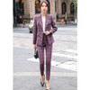 2 in 1 Stylish Casual Plaid Suit (Color:Purple Size:XXXL)
