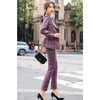 2 in 1 Stylish Casual Plaid Suit (Color:Purple Size:XXXL)